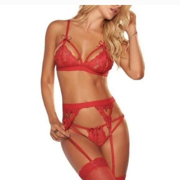 Nwt Mapale Red Lace Bra with Garters SEXXXXY - Picture 9 of 9